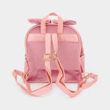 Bow Pointed Solid Faux Fur Pom Pom Backpack Bag