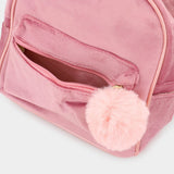 Bow Pointed Solid Faux Fur Pom Pom Backpack Bag