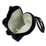 Faux Fur Bow Pom Pom Pointed Plush Mini Backpack