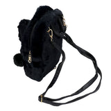 Faux Fur Bow Pom Pom Pointed Plush Mini Backpack