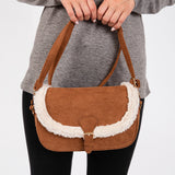 Fleece Trimmed Solid Crossbody Bag