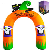 10FT Giant Inflatable Arch with Black Cat and Ghosts Outdoor Patio Lawn Halloween Inflatable Decorations