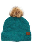 C.C Solid Boucle Yarn Beanie Hat With Pom