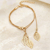 Elegant Hollow Leaf Pendant Bracelet