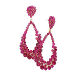 Women's Crystal Bubble Cluster Teardrop Evening Dangle Earrings
