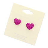 Crystal Pave Heart Stud Earrings