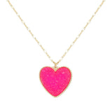 Druzy Heart Pendant Necklace