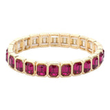 Women's Emerald Cut Stone Stretch Evening Bracelet 4th of July