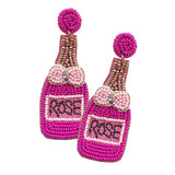 Felt Back Seed Beaded Champagne Dangle Earrings