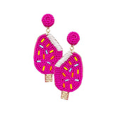 Felt Back Seed Beaded Popsicle Dangle Earrings