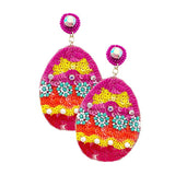Felt Back Sequin Easter Egg Dangle Earrings