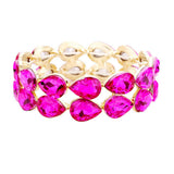 Women's Glass Crystal Teardrop Stretch Evening Bracelet
