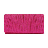 Pleated Shimmery Evening Clutch Crossbody Bag