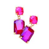 Women's Square Rectangle Link Dangle Evening Earrings