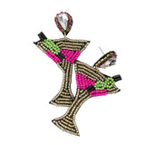 Teardrop Stone Seed Bead Cocktail Earrings