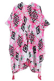 Bold Aztec Pattern Print Tassel Kimono