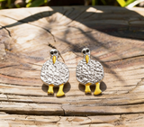 Cartoon Bird Earrings with Vintage Wrinkle Finish