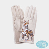 Illustrated Dog Printed Smart Touch Gloves