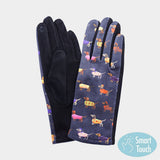 Women's Dachshund Puppy Pattern Printed Smart Touch Gloves