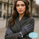 Leopard Pattern Bow Accent Smart Touch Gloves