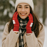 Square Smile Face Patch Contrast Trim Smart Touch Gloves