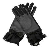 Dressy Sheer Lace Satin Bow Trim Gloves