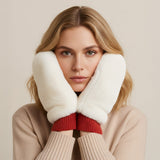 Solid Faux Fur Open Up Mitten Gloves