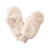 Solid Faux Fur Open Up Mitten Gloves