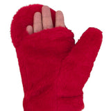 Solid Faux Fur Open Up Mitten Gloves