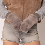 Solid Faux Fur Open Up Mitten Gloves