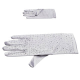 Stone Embellished Dressy Satin Wedding Gloves