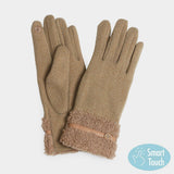 Teddy Faux Fur Cuff Touch Smart Gloves