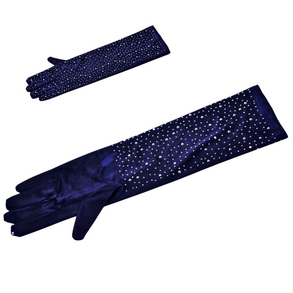 Rhinestone Embellished Evening Long Gloves