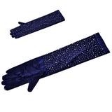 Rhinestone Embellished Evening Long Gloves