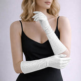 Rhinestone Embellished Evening Long Gloves