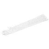 Stone Embellished Dressy Satin Opera Length Wedding Gloves