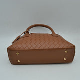 Structured Woven Satchel Bag with Hanging Clochette Accent