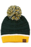 C.C Teal Color Ribbed Beanie With Pom