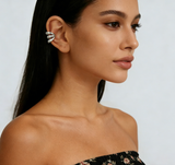 C-Shaped Hoop Ear Cuffs with Spiral & Teardrop Design
