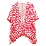 Geometric Pattern Print Ruana Poncho
