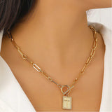 Vintage Cross Square Pendant Necklace & Earrings Set