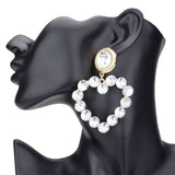 Bubble Stone Cluster Open Heart Dangle Earrings