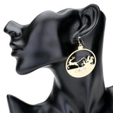 Stone Embellished Cut Out Santa Claus Brass Dangle Earrings