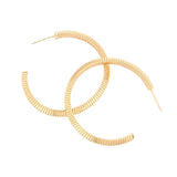 Textured Brass Metal Hoop Earrings (1.6Inch)