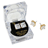 Women's 10mm Square Crystal Cubic Zirconia Stud Earrings in Clear Gift Box - Ready to