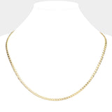 18 INCH, 4mm Stainless Steel Diamond Cut Cuban Chain Necklace
