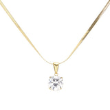 18K Gold Dipped Stainless Steel CZ Round Pendant Necklace
