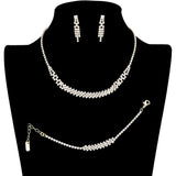 3PCS Rhinestone Crystal Pave Necklace Jewelry Set