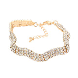 3Rows Rhinestone Wavy Evening Bracelet