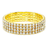 4Rows Rhinestone Stretch Evening Bracelet
